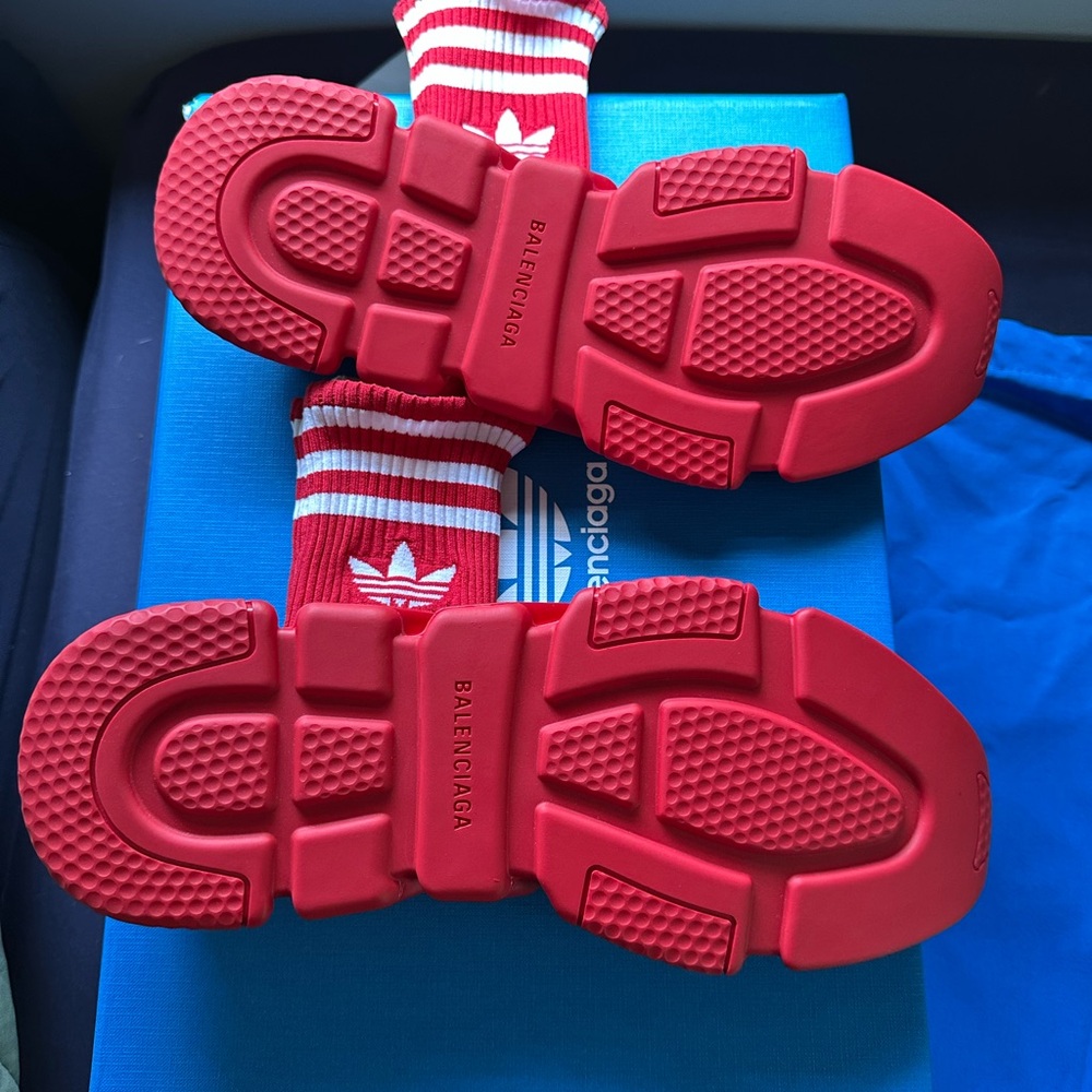Balenciaga Vibrant Red Knit Sneakers - Picture 2 of 5